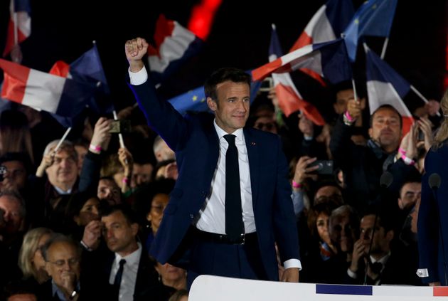 Le 24 avril, Emmanuel Macron célèbre sa réélection sur le Champ-de-Mars à...