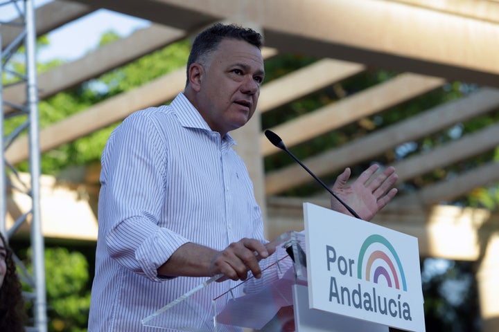 Juan Antonio Delgado, en un acto de campaña de Por Andalucía.