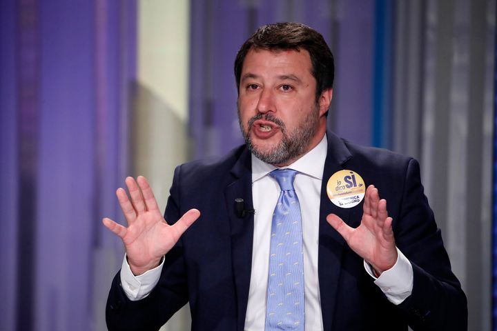 Italian secretary of Lega Nord Matteo Salvini guest at the TV broadcast Porta a Porta, in Rome, Italy, on May 24, 2022.