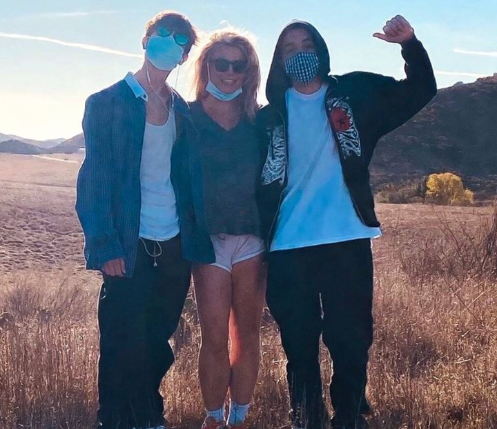 Britney pictured with her sons