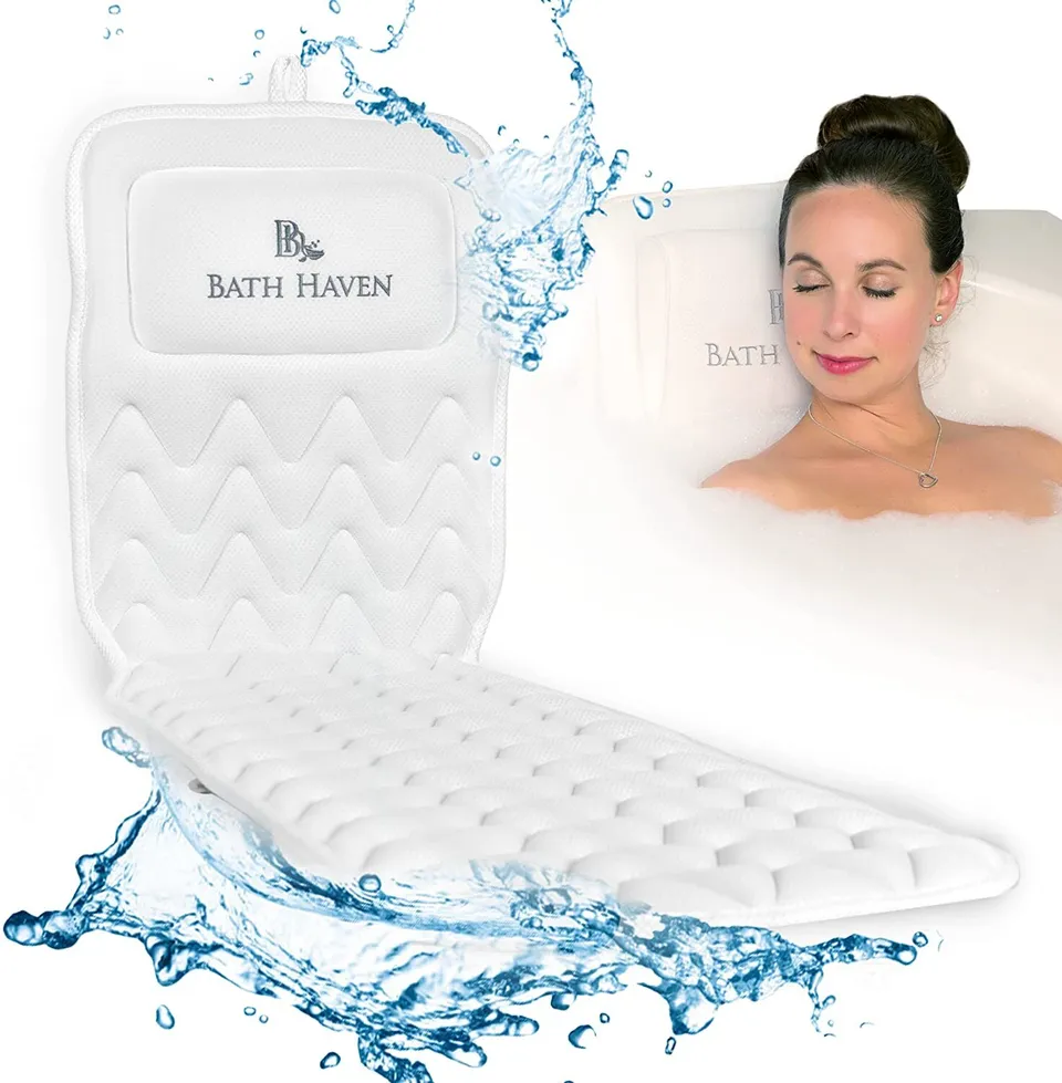 Full Body Bath Pillow, Luxury Bathtub Pillow (22 Suction Cups) Bath Pillows  for