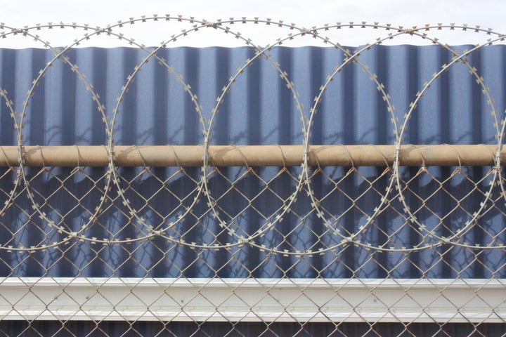 A bribe wire security wall of a camp