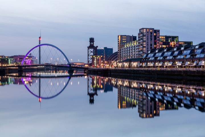 Glasgow is easily accessible by train from London and has an airport which serves a number of European destinations.