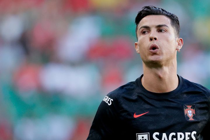 Cristiano Ronaldo of Portugal during the UEFA Nations league match between Portugal v Czech Republic at the Estadio Jose Alvalade on June 9, 2022.