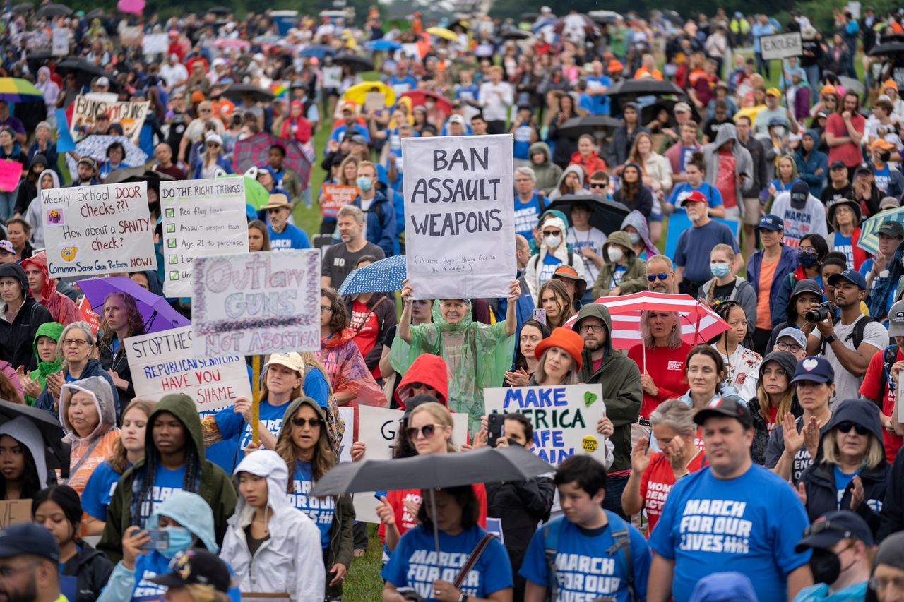 People participate in the second March for Our Lives rally in support of gun control, June 11, 2022.