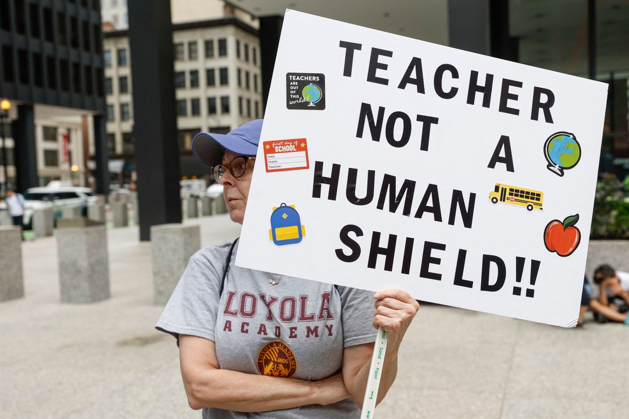 Demonstrators join a March for Our Lives rally in Chicago.