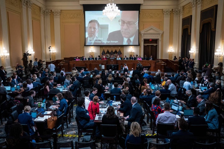 A video of Bill Stepien, Donald Trump's former campaign manager, speaking at the House select committee hearing on June 13, 2022, in Washington, D.C.