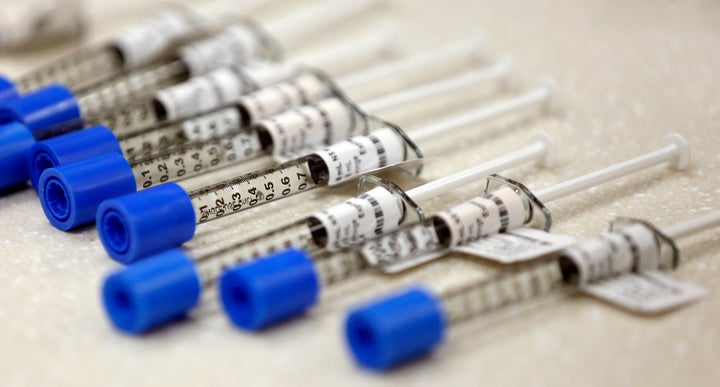 This June 1, 2018, file photo, shows syringes of the opioid painkiller fentanyl in an inpatient pharmacy. In Kentucky, fentanyl was identified in nearly 73% of overdose deaths last year.