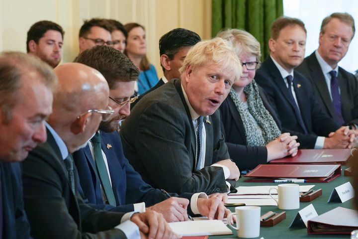 Boris Johnson chairs a cabinet meeting at 10 Downing Street