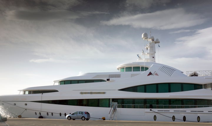 Europe, Greece, 2018: View Of Super Yacht Docked At Rhodes Port