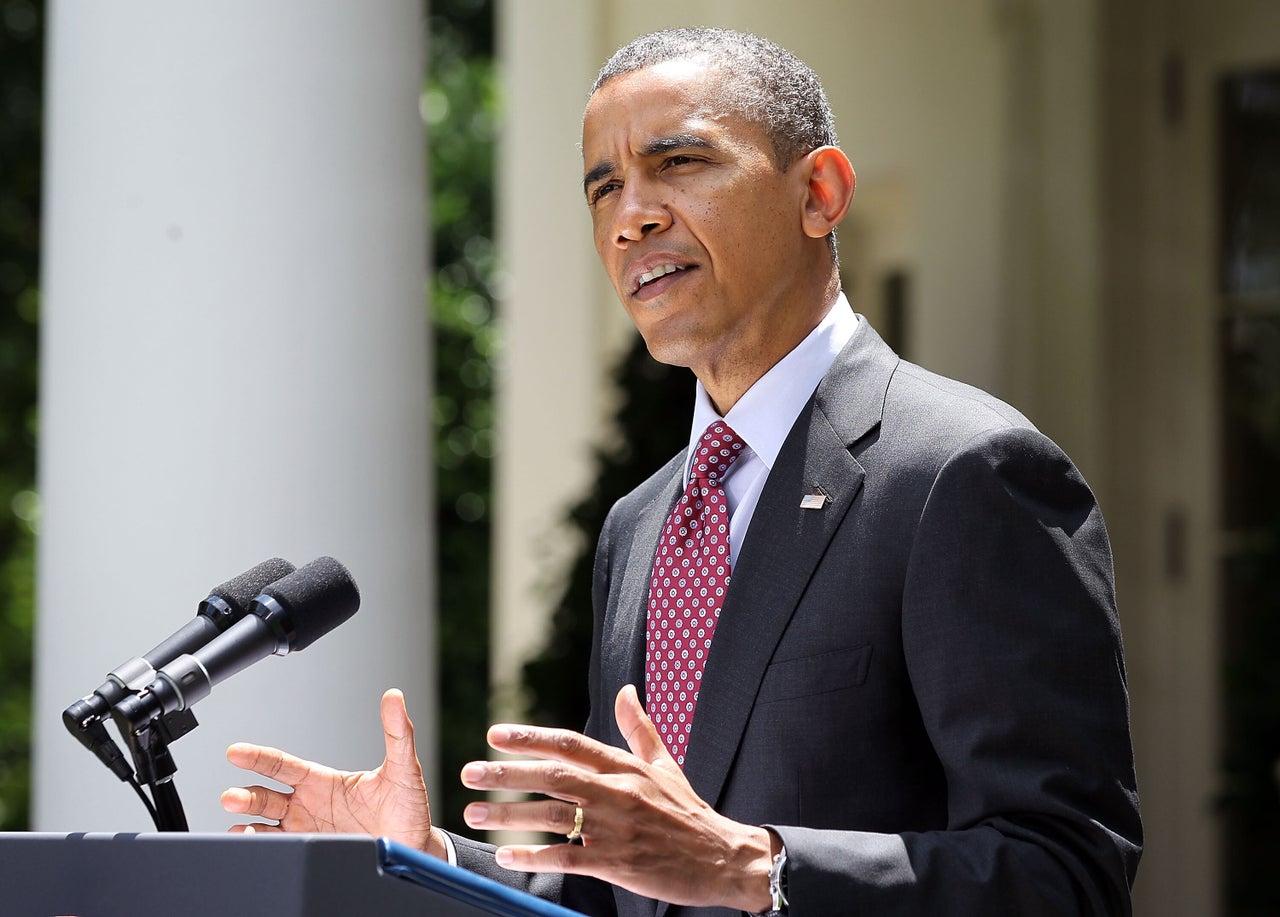 Obama announcing DACA during a press conference in the White House Rose Garden on June 15, 2012.