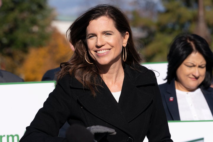 Rep. Nancy Mace (R-S.C.) speaks during a news conference about a cannabis reform bill she introduced in November.