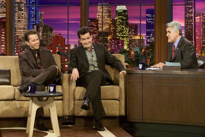 Cryer and Sheen during an interview on “The Tonight Show with Jay Leno” in 2004.