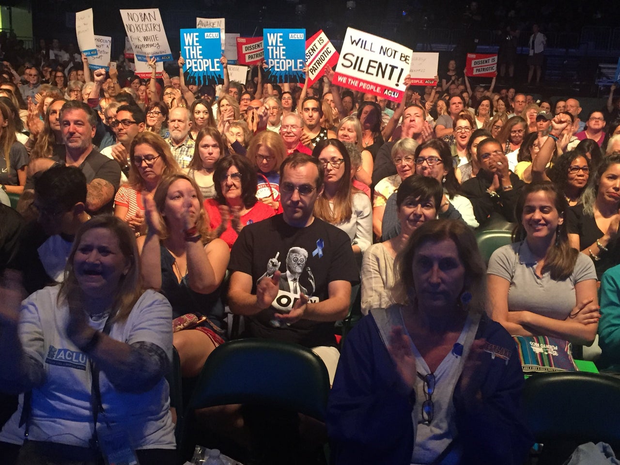 People attend the ACLU's "Resistance Training" event in Miami on March 11, 2017. The event was connected to People Power, a grassroots mobilization platform designed to help organize actions against Trump.