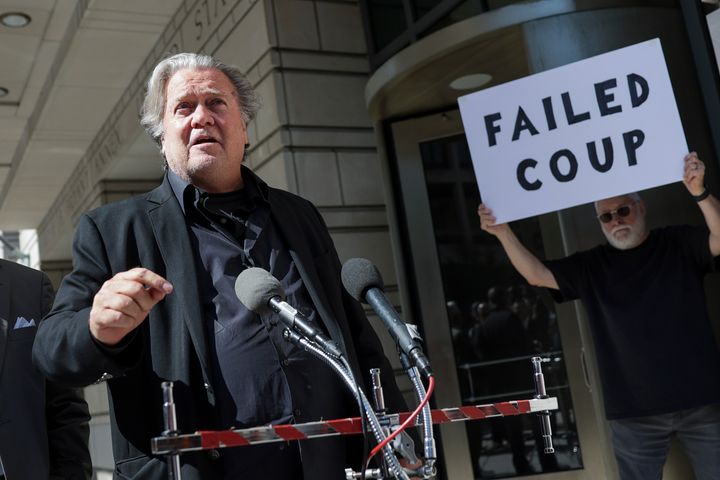 1 strategically placed protest sign ruins Steve Bannon’s attempt to control the narrative