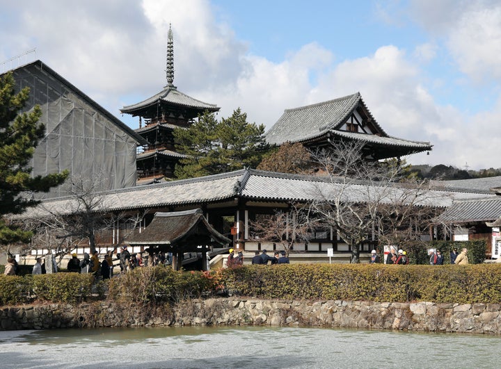 法隆寺の金堂と五重塔（2018年撮影）