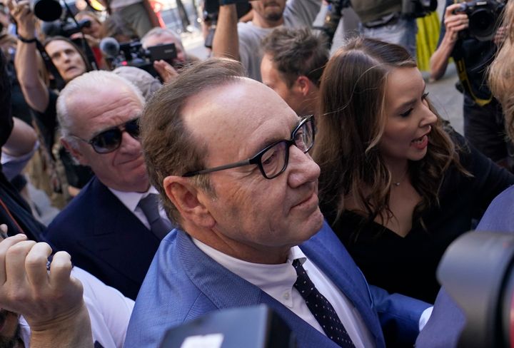 Actor Kevin Spacey arrives at the Westminster Magistrates court in London, on June 16, 2022. Spacey is appearing in a court in London on Thursday after he was charged with sexual offenses against three men. The 62-year-old Spacey is accused of four counts of sexual assault and one count of causing a person to engage in penetrative sexual activity without consent.