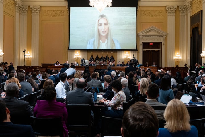 A video of Ivanka Trump's deposition is screened by the House select committee Thursday.