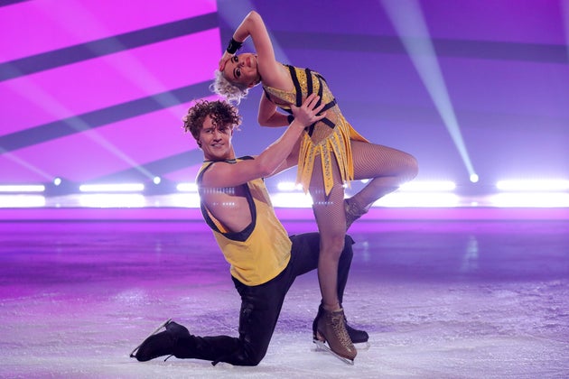 Joe and Karina performing their first Dancing On Ice routine together in 2021