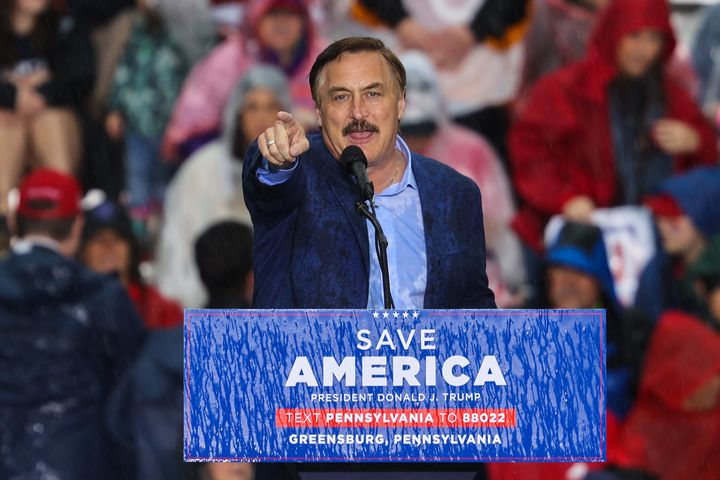 Mike Lindell at Donald Trump's "Save America" rally on May 6.