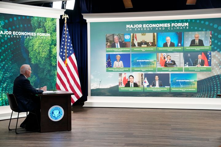 President Joe Biden speaks during the Major Economies Forum on Energy and Climate in the South Court Auditorium on the White House campus, on June 17, 2022, in Washington. 