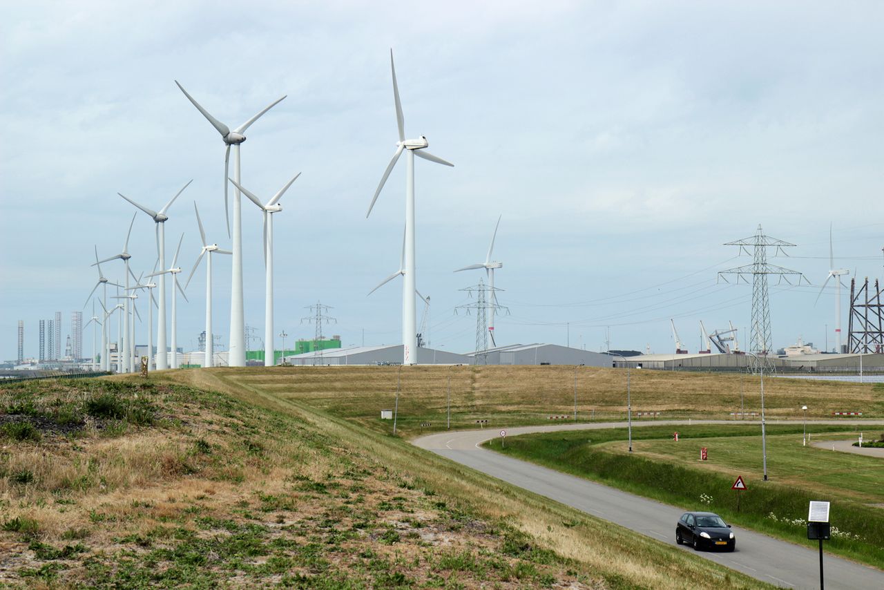 Wind turbines near the Borssele Nuclear Power Station.