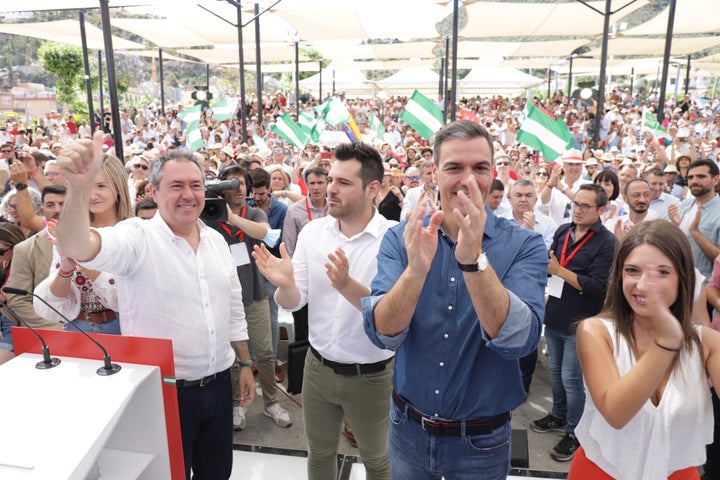 Juan Espadas e Pedro Sánchez, em Málaga