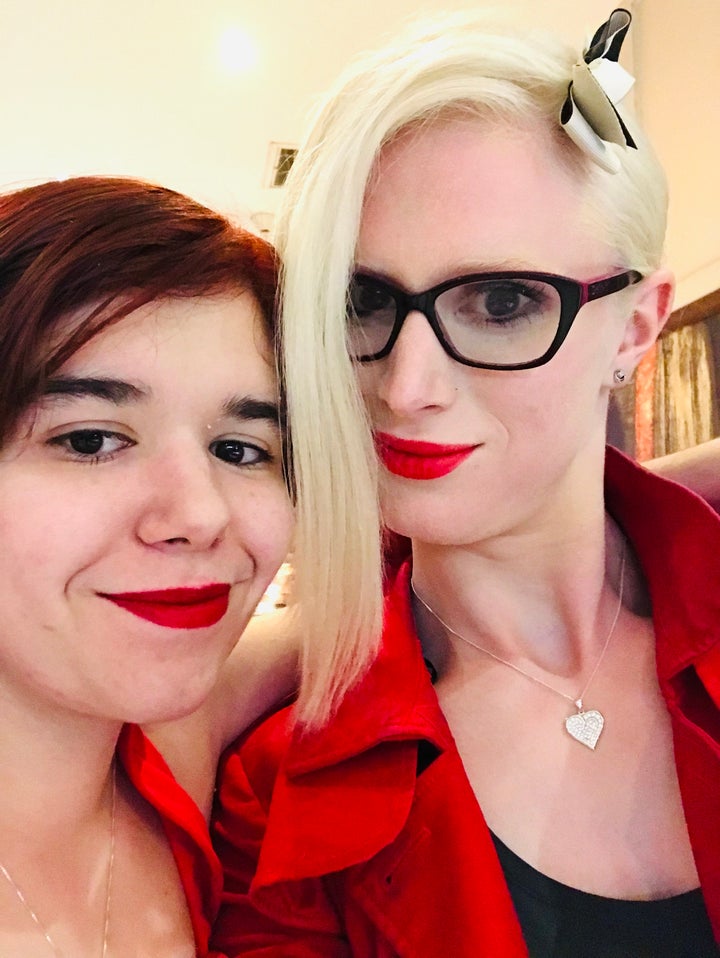 The author with her partner, Olivia, in 2019. "Most of the time I don’t feel euphoric, but I feel OK, and after a lifetime of agonizing incongruity between my body and brain, just feeling OK is absolutely priceless."