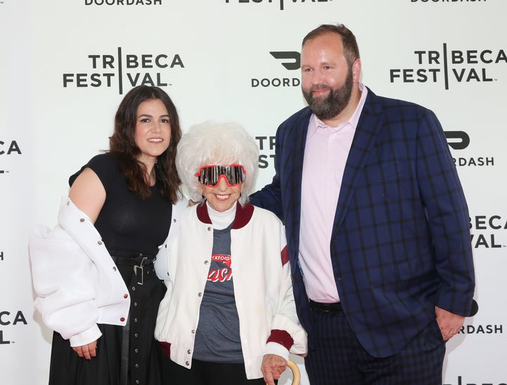 Maybelle Blair (center) with Abbi Jacobson and Will Graham, co-creators of Amazon Prime's "A League of Their Own."
