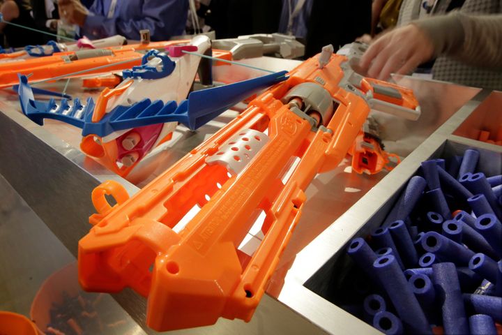 Nerf products at the 2016 TTPM Holiday Showcase in New York City.