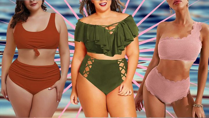 Two Piece One Shoulder Scalloped Swim