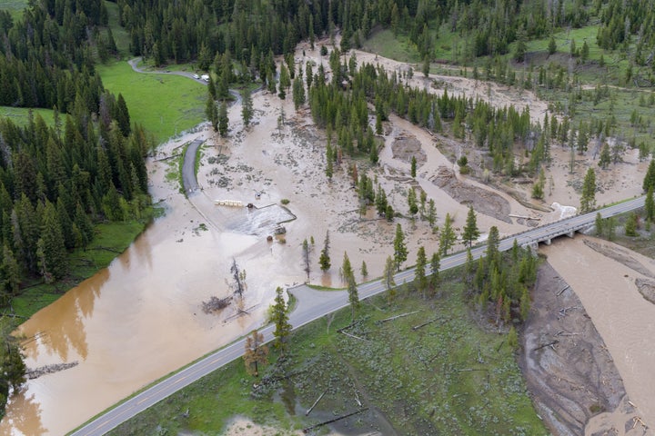 Pebble Creek Campground in Yellowstone National Park is swamped by floodwaters June 13. 