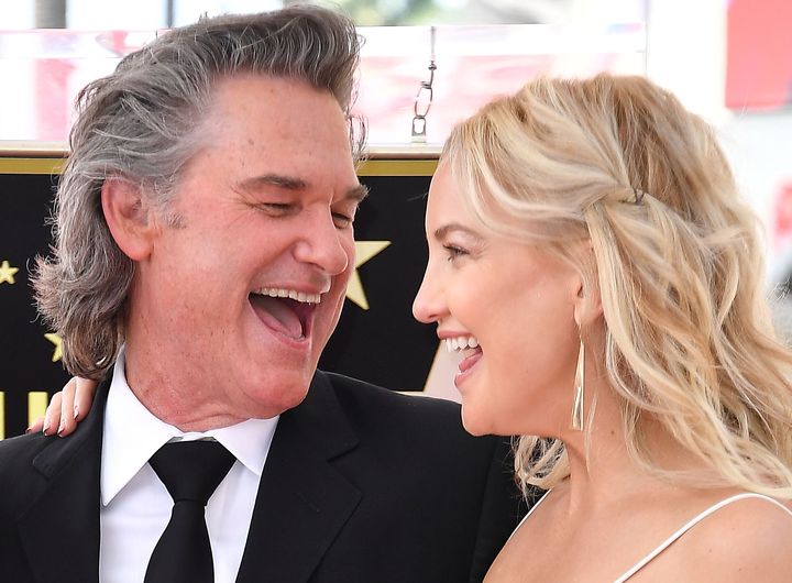 Kate Hudson and Kurt Russell pose together during his Hollywood Walk of Fame ceremony.