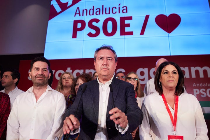 Juan Espadas, durante la noche electoral.