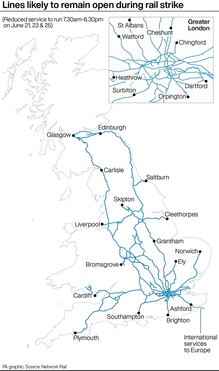 Lines may remain open during a rail strike.