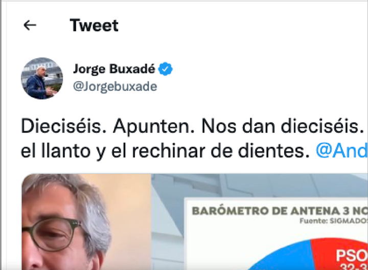 El tuit de Jorge Buxadé que están recuperando ahora.