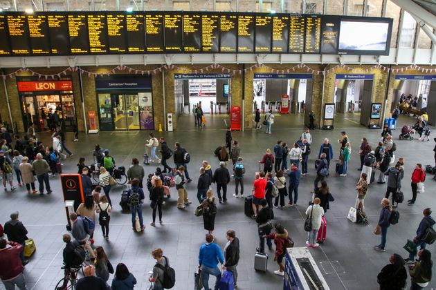 LONDON, UNITED KINGDOM - 2022/06/05: Travelers seen on the concourse of Kings Cross railway station. (Photo by Dinendra Haria/SOPA Images/LightRocket via Getty Images)