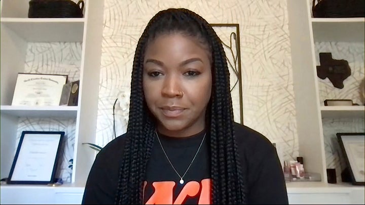 In this image from video, Cherelle Griner, wife of WNBA star Brittney Griner, speaks to The Associated Press on June 20, 2022. 