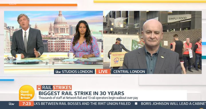 Richard Madeley and Ranvir Singh interviewed Mick Lynch on Tuesday's GMB