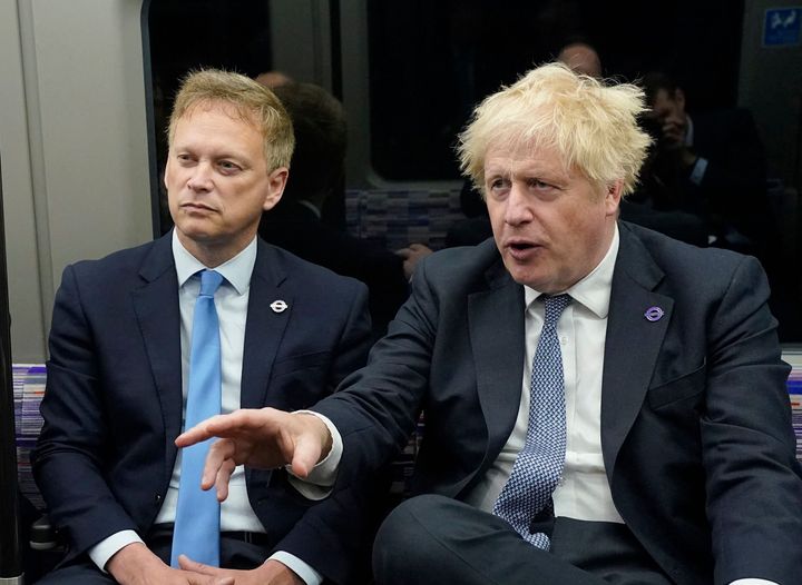 Transport secretary Grant Shapps with prime minister Boris Johnson on the Elizabeth line