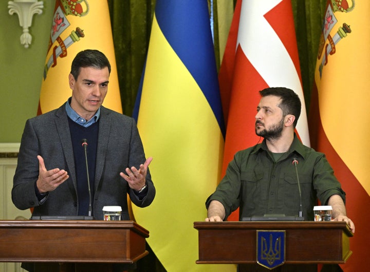 Pedro Sánchez durante su visita a Kiev.