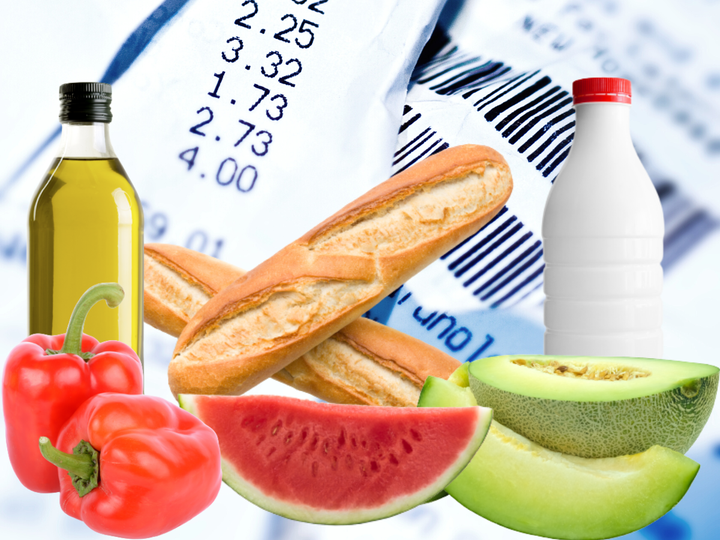 Algunos productos habituales en la cesta de la compra de los españoles.