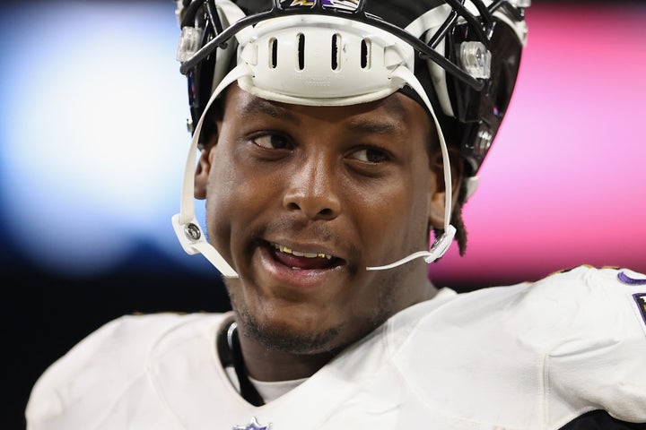 Jaylon Ferguson of the Baltimore Ravens connected the sidelines against the Raiders successful September.