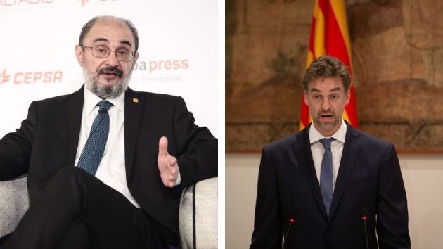 Javier Lambán y Pau Gasol.
