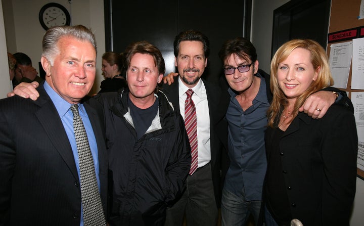 Martin Sheen (left) poses with his family, Emilio Estévez, Ramon Estévez, Charlie Sheen and Renee Estévez in 2010.