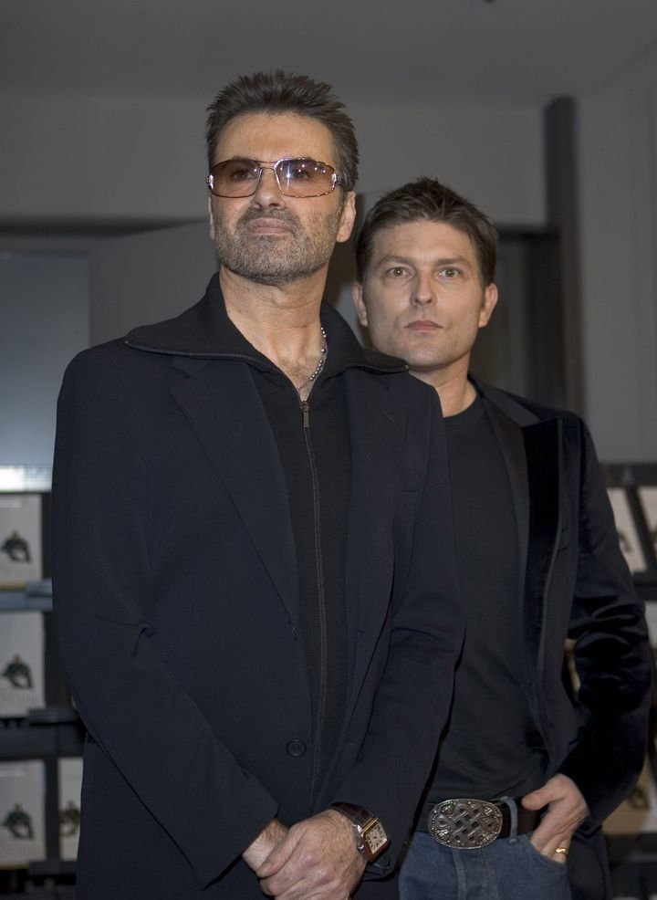 George Michael and partner Kenny Goss during "George Michael: A Different Story'' Tokyo Premiere at Bunkamura in Tokyo, Japan. (Photo by Nathan Shanahan/WireImage)