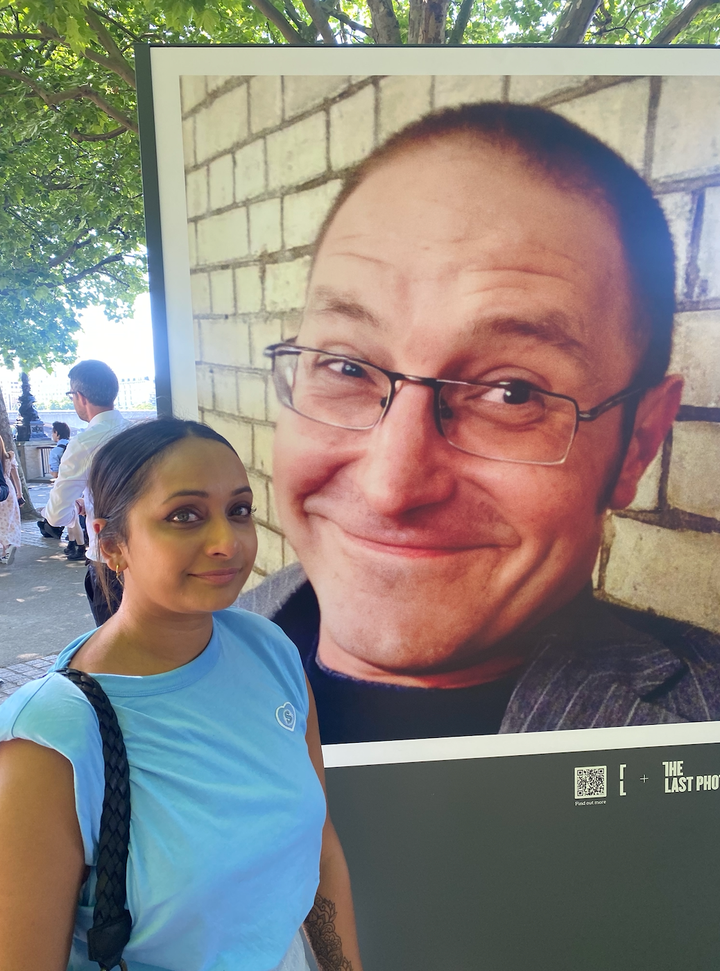 Poorna Bell visiting the Southbank to see her husband Rob's portrait. 