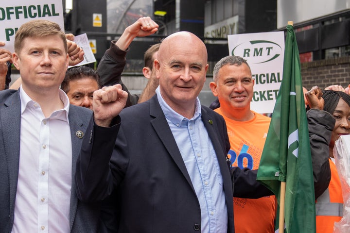 RMT secretary-general Mick Lynch on the picket line