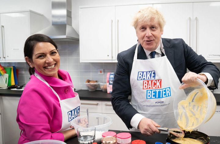 Priti Patel and Boris Johnson.