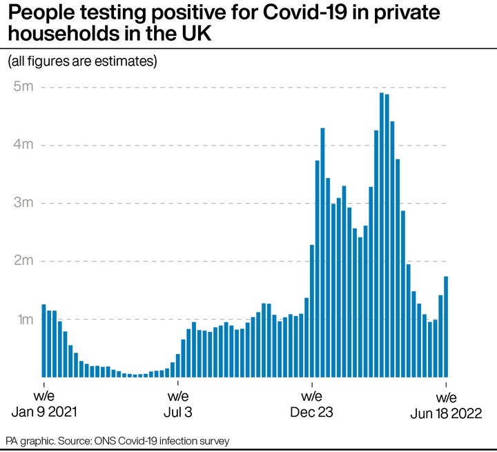 People testing positive for Covid-19 in private households in the UK